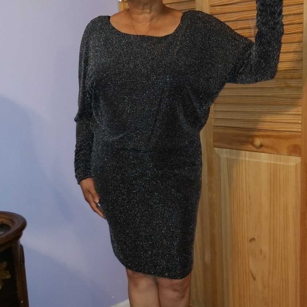 NWT silver and black sparkle dress